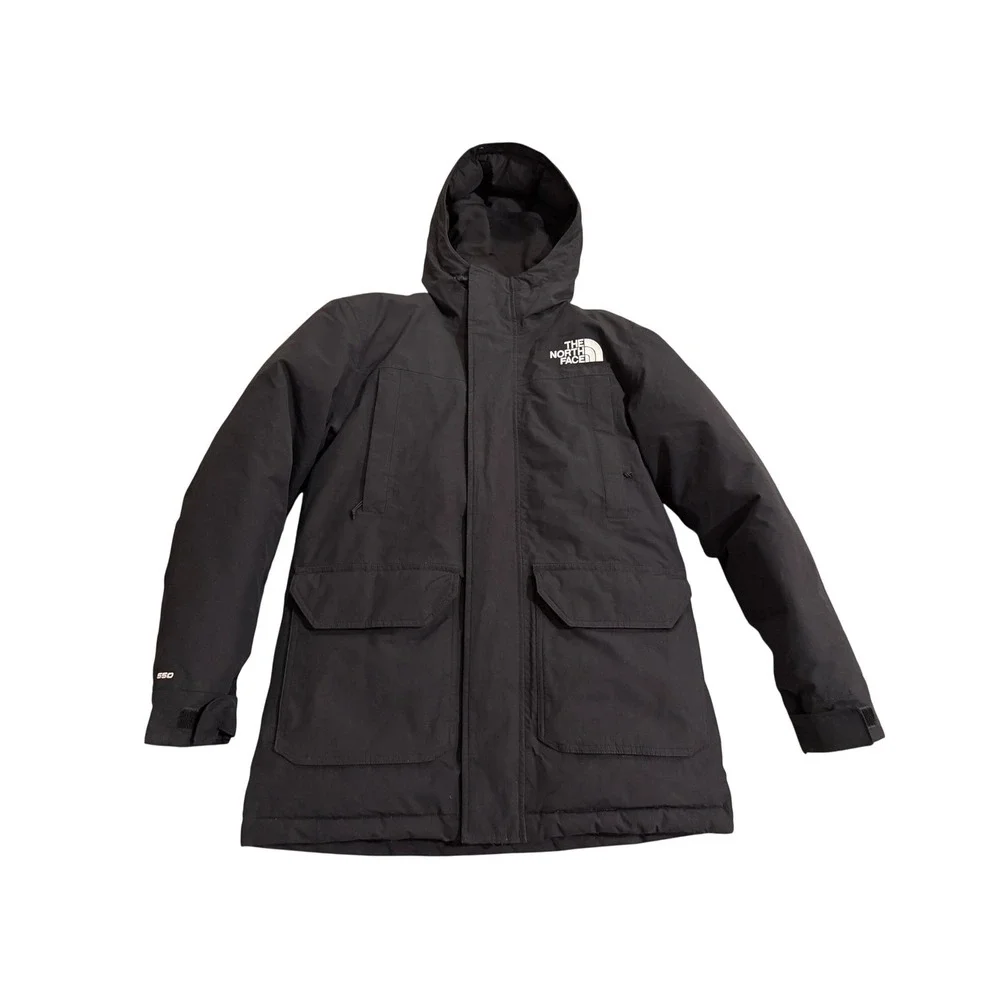 The North Face Down Parka Mens Small Black 550-Fill DryVent Hooded Jacket
